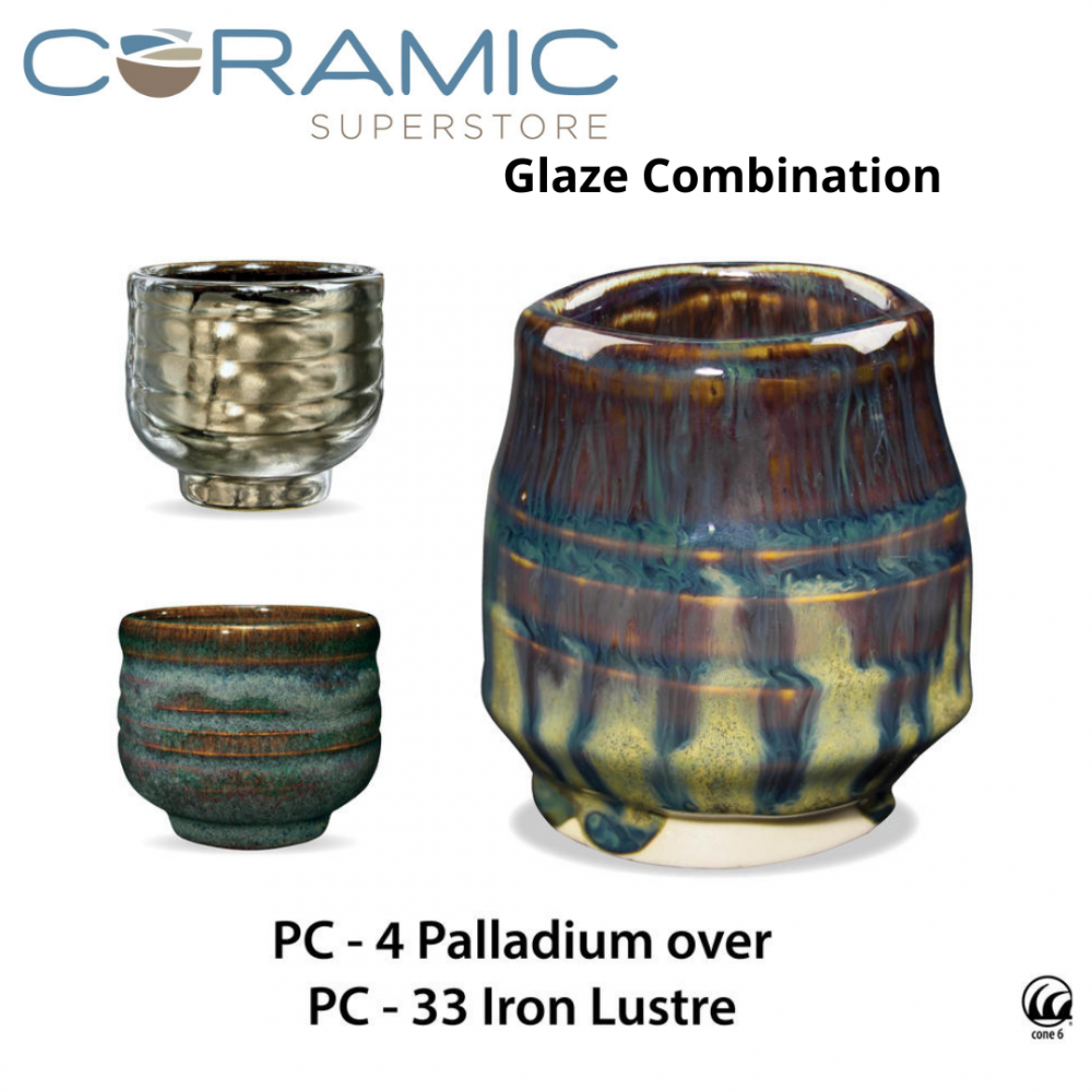 Palladium PC-04 over Iron Luster PC-33 Pottery Cone 5 Glaze 