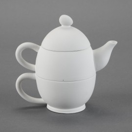 Ceramic Bisque Oval Tea-For-One Ceramic Bisque Oval Tea-For-One