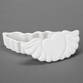 Ceramic Bisque Heart w/wings Trinket Box Ceramic Bisque Heart w/wings Trinket Box