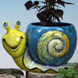 Ceramic Bisque Snail Planter Ceramic Bisque Snail Planter