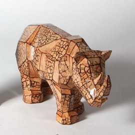 Ceramic Bisque Faceted Rhino - Case of 2 Ceramic Bisque Faceted Rhino - Case of 2