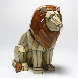 Ceramic Bisque Faceted Lion - Case of 2 Ceramic Bisque Faceted Lion - Case of 2