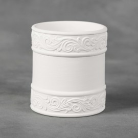 Ceramic Bisque Flourish Container - Case of 6 Ceramic Bisque Flourish Container - Case of 6