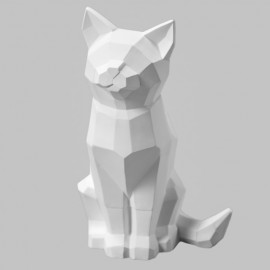 Ceramic Bisque Faceted Cat - Case of 4 Ceramic Bisque Faceted Cat - Case of 4