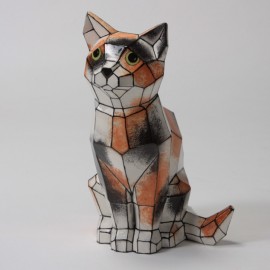 Ceramic Bisque Faceted Cat Ceramic Bisque Faceted Cat