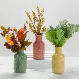 Ceramic Bisque Textured Bud Vases  (asst of 3) - Set Ceramic Bisque Textured Bud Vases  (asst of 3) - Set