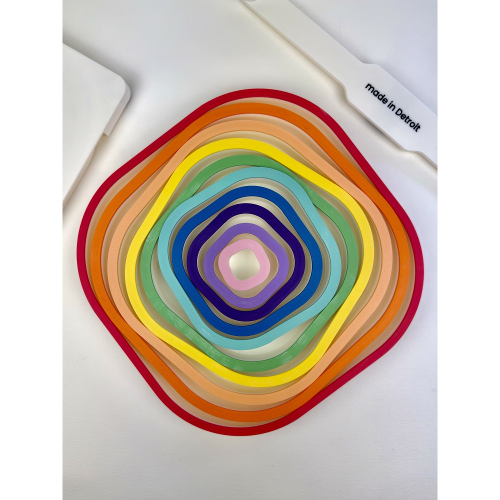 Rainbow Rounded Square Pottery Cutter Tool Set